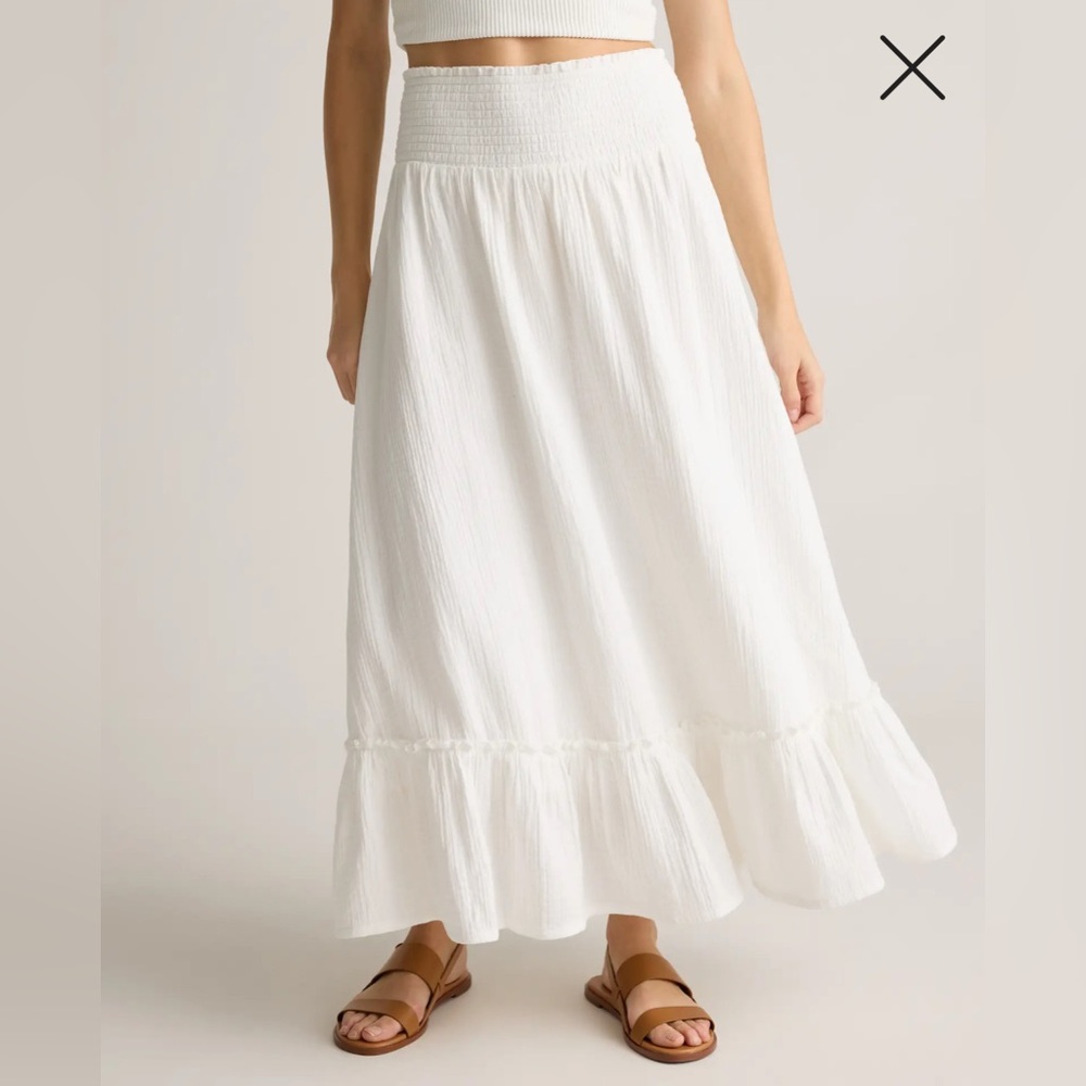 NWT! Quince Women’s White Organic Cotton Gauze Smocked Maxi Skirt, Size XS - Picture 3 of 4